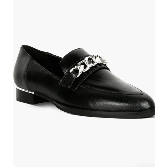 Rag & Co Pola Chain Bit Black Loafers Leather Shoes Womens Size 9‎ Office Sleek - Picture 1 of 13